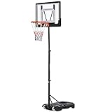 HOMCOM Basketballständer höhenverstellbar Basketballanlage für Kinder Basketballkorb mit Räder draußen Stahl PVC HDPE Schwarz 83 x 75 x 206-260 cm