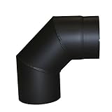 Kamino-Flam 331836 Bogen schwarz - Winkelrohr 150 mm - Rauchrohrbogen 90 ° - Uniknie Kaminrohr - Bogenknie für Kamin und Ofen