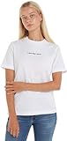 Calvin Klein Jeans Damen T-Shirt Kurzarm Institutional Straight Rundhalsausschnitt, Weiß (Bright White), M
