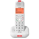 SPC Comfort Kairo - Schnurloses Telefon für Senioren mit großen Tasten, verstärktem Ton, hörgerätekompatibel, Anrufsperre, Lichtsignal und 2 Direktspeichern – Weiß