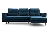 Ecksofa mit Schlaffunktion und Bettkasten Ottomane links als auch rechts montierbar Couch für Wohnzimmer, Schlafsofa Sofagarnitur Sofa Eckcouch L-Form Wohnlandschaft 232x137x84 cm CARL Blau Marineblau