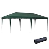 Outsunny Faltbares Zelt 6x3m Garten Gazebo mit 3 Ebenen Verstellbare Höhe Gazebo Tragetasche Anti-UV Stahlrahmen für Patio Parteien Camping Grü
