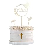 FloralGrace Hochwertige Taufe Cupcake Topper Aus Hochwertigem Papier Und Holz, Perfekte Tortendeko Für Kommunion, Konfirmation Und T