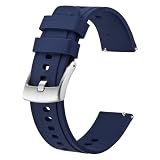 BISONSTRAP Flexibles Uhrenarmband 22mm Silikon, Uhrenarmbänder für Herren und Damen, Schnellverschluss Ersatzbänder Armband, Dunkelblau mit Silberner S