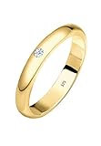 Elli PREMIUM Ring Damen Ehering Solitär mit Diamant (0.03 ct.) in 375 Gelbgold