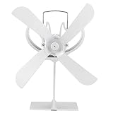 Riuulity Kaminventilator, 4-Blatt-Kaminventilator aus Aluminiumlegierung, Leiser Ofenventilator für Holzkamin für den Heimgeb
