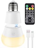 LGMCF Wiederaufladbare Glühbirne mit Magnetisches & Type-C 2 IN 1 Ladung, E27 Dimmbare LED Glühbirne mit Batterie und Fernbedienung, 700LM 3 Farben Akku Glühbirne Mit Timing für Lampen ohne S