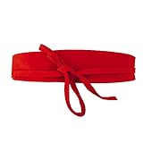 ZouLOO breiter Gürtel aus echtem Leder für Damen im Obi-Stil, Ledergürtel, Bindegürtel Einheitsgröße 36 bis 46 (rot, 36/44)
