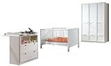 Wimex 318383 Set Babyzimmer FILOU 3-teilig bestehend aus Kleiderschrank 135cm, Babybett 70 x 140cm, Wickelkommode, Alpinweiß Landhausoptik