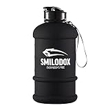 SMILODOX Unisex Trinkflasche Schwarz 1,3 Liter für Sport, Fitness, Gym und Training die Wasserflasche für Unterwegs, Color:Schwarz