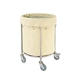 Salon Trolleys Runder Rollender Wäschebehälter auf Rädern mit Tasche, Abnehmbare Tragbare Werbung Wäschesortierwagen, 60 cm X 81 cm