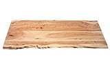 SAM Tischplatte 140x60 cm Louis, Holzplatte Akazienholz massiv + naturfarben + lackiert, Baumkanten-Platte für Heimwerker, Arbeitsplatten, Tische & Fensterbretter, FSC® 100% Zertifiziert