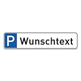 PrintPlanet® Parkplatzschild Privatparkplatz - Mit eigenem Text oder Kennzeichen - Schild aus 5 mm PVC Kunststoff - Größe 520 mm x 115 mm - Blau