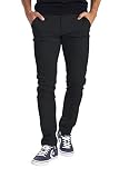 BlauerHafen Herren Designer Chino Hose Stretch Stoff Chinohose Slim Fit Casual Trousers (34W / 32L, Schwarz)