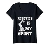Damen Robotics Is My Sport Roboter Programmierer T-Shirt mit V-Ausschnitt
