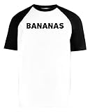Bananas Unisex Weiß Baseball T-Shirt Herren Damen Kurze Ärmel Short Sleeves L