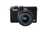 Canon EOS M100 SLR Digitalkamera - mit Objektiv (24,2 MP, Dual Pixel CMOS AF, DIGIC 7, Full-HD, Touchscreen, WIFI, Bluetooth, 7,5 cm, klappbares Display) Kamera, schwarz