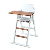 VILHA Klapp-Treppenhochstuhl STEP UP 01-01, Babyhochstuhl aus Holz, der praktische Baby Treppenhochstuhl mit 3-Punkt-Gurt, Baby Hochstuhl mit Tisch, Platzsparend, Weiß (weiss/natur)