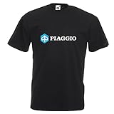 Piaggio T-Shirt Biker Motorcycle Scooter Moped Rider Various Sizes & Colours Black M