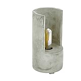 EGLO Tischlampe Lynton, 1 flammige Tischleuchte Vintage, Industrial, Retro, Nachttischlampe aus Beton in Grau, Lampe mit Schalter, E27 Fassung, H 27 cm