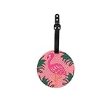 Gepäckanhänger, Tiermotiv, süßes Kofferetikett, Circle Flamingo (Mehrfarbig) - STLT0065CI