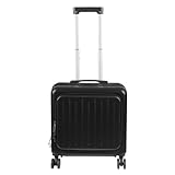 Donened - Koffer Trolleys, Handgepäck Koffer mit Laptopfach, Rollkoffer Reisekoffer, ABS Hartschalenkoffer für Flugzeug, 45 x 24 x41cm (Schwarz)