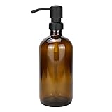 Plomkeest Amber Thick Glass 500ml Glas Seifenspender mit rostfreiem Edelstahlpumpen-Flüssigseifenspender für Badezimmer, Küchendekor
