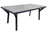 Gardissimo Gartentisch Esstisch Solido starr 185 x 100 cm, Tisch Aluminium Keramik Wetterfest Outdoor anthrazit pfleg