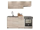 Küche Mela 180/120 cm, Küchenblock/Küchenzeile, 5 Schrank-Module frei kombinierbar (Sonoma Eiche/Petra Beige)
