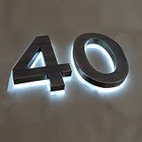 20 Zoll LED-Zahlen mit Hintergrund beleuchtung aus Stahl, hochgezogene Vintage-Look, beleuchtete Hausnummern, beleuchtete Adress nummern für draußen, Hof, Straße