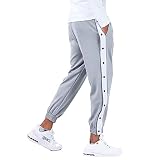 Eauptffy Reha Hose Herren Seitlich zu Öffnen - Seitlich Geteilter Druckknopf Breite Jogginghose Damen Lang Baggy Grau GefäLschtes Wildleder Sp