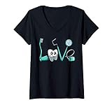 Damen Niedliches Dentist Zahnarzt Stomatologie Studenten Geschenk T-Shirt mit V-Ausschnitt