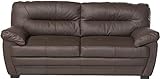 Mivano 3er-Sofa Royale / Zeitlose, bequeme Ledercouch mit hoher Rückenlehne / 190 x 86 x 90 / Lederimitat, Braun