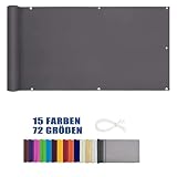 PVC UV-Schutz Outdoor Balkonabdeckung 0,7 x 10 m mit Windfang-Kabelbinder und Ösen, Dunkelg