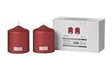 FINK 2er Set Stumpenkerzen rot metallic - aus Paraffin - Brenndauer je ca 40 Stunden - Adventskerze Kerze Adventskranz Ø 8 Höhe 10