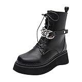 JUANMAO Damen Plattform Mary Janes Schuhe Sweet Toe Knöchel Damen Keilpumps schnürstiefel Mary Jane Lack Damenschuhe Damen Samt Mary Jane Schuhe Frauen Absatzschuhe mit Kette