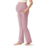 CUXFLS Damen Umstandsleggings über dem Bauch Schwangerschaft mit Taschen Yogahose Active Wear Tights Hose Workout, 039pink, M