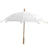 Moresave Vintage Handgefertigt Spitze Sonnenschirm Regenschirme für Braut Brautjungfer Hochzeit Partei Fotografie Dekoration, Weiß