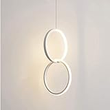 LFsem LED Pendelleuchte Runde Ring Hängelampe Moderne einfache nordische Deckenleuchte Metall Kreis hängende Beleuchtung Schlafzimmer Esszimmer Wohnzimmer (B-Weiß)