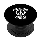 Grillerei Grill-Outfit Grillparty Barbecue Peace Love BBQ PopSockets mit austauschbarem PopGrip