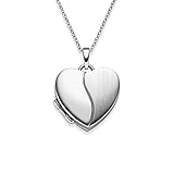 Herz Medaillon zum Öffnen für Bilder Silber 925 | Kette Damen Medallion mit Bild | Foto Amulett Anhänger Herzmedallion | Halskette Herzkette mit Gravur