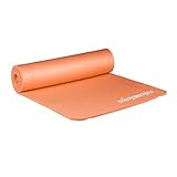 Relaxdays Unisex – Erwachsene Yogamatte, 1 cm dick, für Pilates, Fitness, gelenkschonend, mit Tragegurt, Gymnastikmatte 60 x 180 cm, orange, 1 Stück