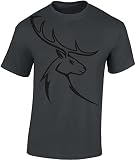 Jäger T-Shirt Männer - Hirschbock - Jagd Tshirt Herren - Geschenk Kleidung Zubehör (Dark Grey 4XL)