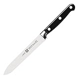 ZWILLING Professional S Universalmesser, Klingenlänge 13 cm, Schmales Klingenblatt mit Welle, Rostfreier Spezialstahl/Kunststoff-Griff mit Nieten, Schwarz [Made in Germany]
