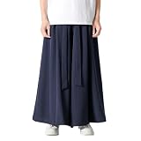 Herren-Hose, einfarbig, weites Bein, Übergröße, mit Tasche, lockere Passform, japanische Hose, blau, XXL