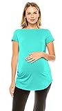 Beachcoco Damen Umstands-T-Shirt Kurzarm U-Boot-Ausschnitt Schwangerschaft Kleidung Casual Tunika Tee Top T-Shirt - Grün - Groß