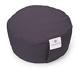 TEMPELWELT Bezug 2-teilig für Yogakissen Meditationskissen rund 32 x 18 cm, Kissenhülle aus Baumwolle Leinen anthrazith grau mit extra Inlet ungefüllt, Yoga Bolster Kissen Z