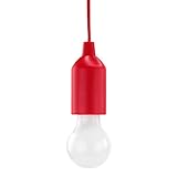 HyCell Pull Light in rot mit Zugschalter inkl. AAA Batterien - tragbare LED Lampe warmweiß - mobile Leuchte ideal für Garten Schuppen Zelt Camping Dachboden Kleiderschrank oder Party Dekoration