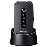Panasonic KXTU466, Mobiltelefon für Senioren (2,4 Zoll Farbbildschirm, SOS-Taste, Ladestation, Hörgerätekompatibilität, stoßfest, lange Akkulaufzeit, Bluetooth, GPS, Kamera), Bluetooth 3.0, Schwarz