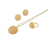 CLEARNICE Conjuntos De Joyas De ORO Collar Pendientes Anillo Collares Conjunto De Joyas para Mujeres Dubai Regalos De Boda Nupciales Africanos